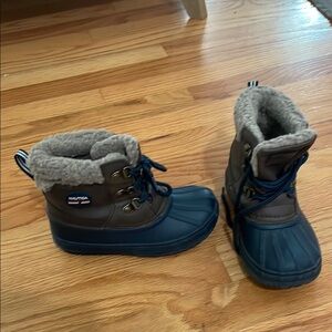 Nautica Blue and Brown Rain & Snow Boots with Waterproof Design